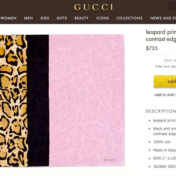 New Gucci Oversize Shawl Animal Print Pink Silk Wrap Scarf - Picture 7 of 16